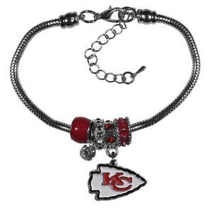 Siskiyou NFL Womens Kansas City Chiefs Euro Bead Bracelet